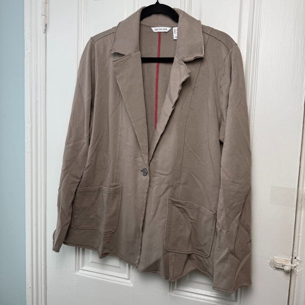 Peace Love World French Terry Blazer Women's Large Brown NWOT Casual Jacket
